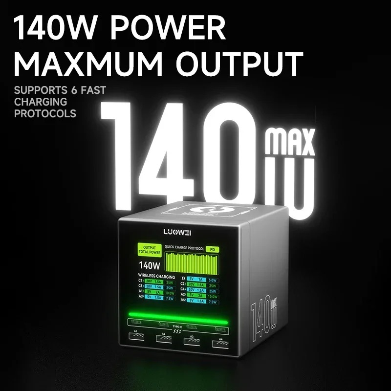 Luowei LW-U1 140W Raptor 8-Ports USB & Type-C