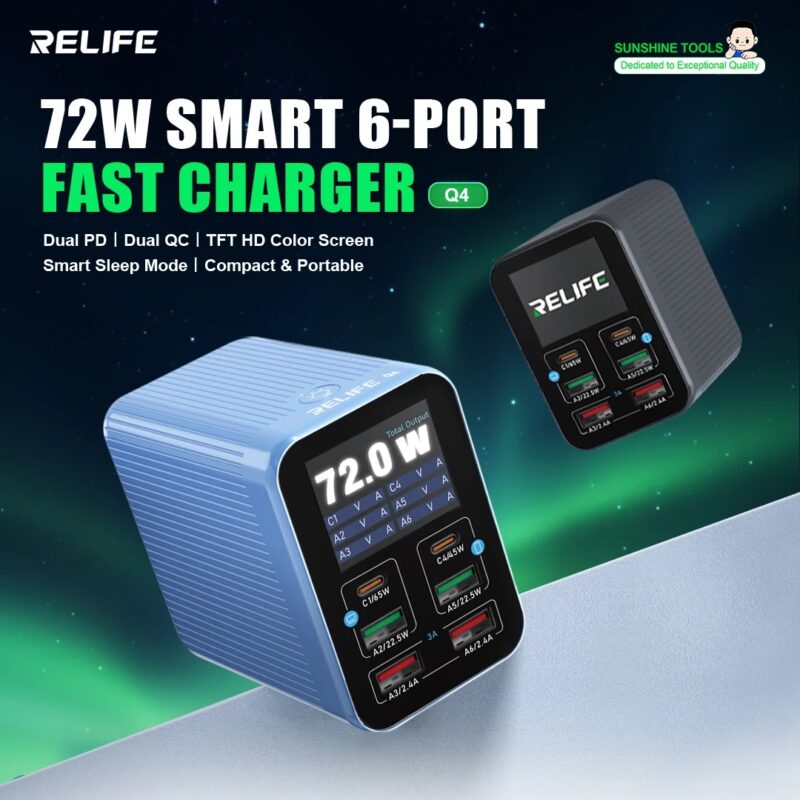 RELIFE Q4 72W Smart 6-Port Fast Charger