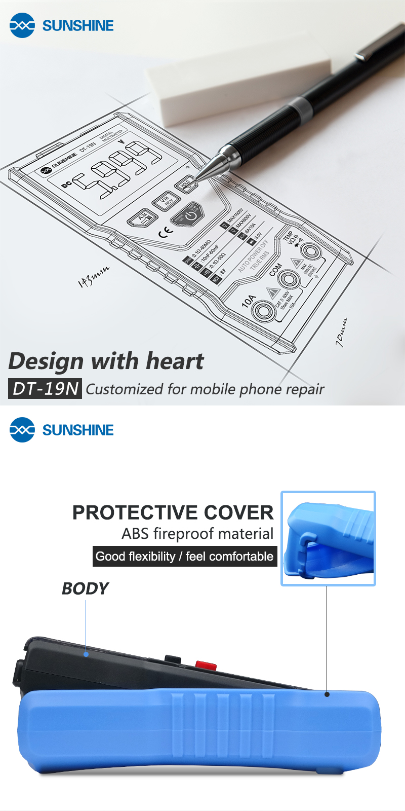 SUNSHINE DT-19N Mini Smart Digitial Multimeter