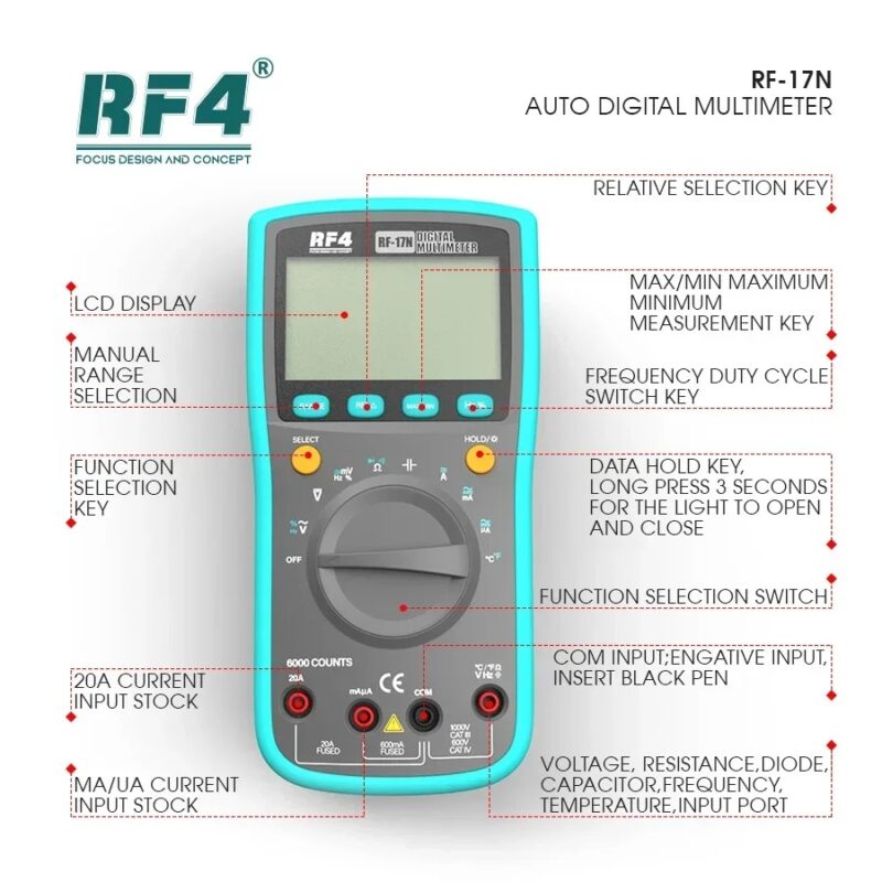 RF4 RF-17N Digital smart multi-function Multimeter