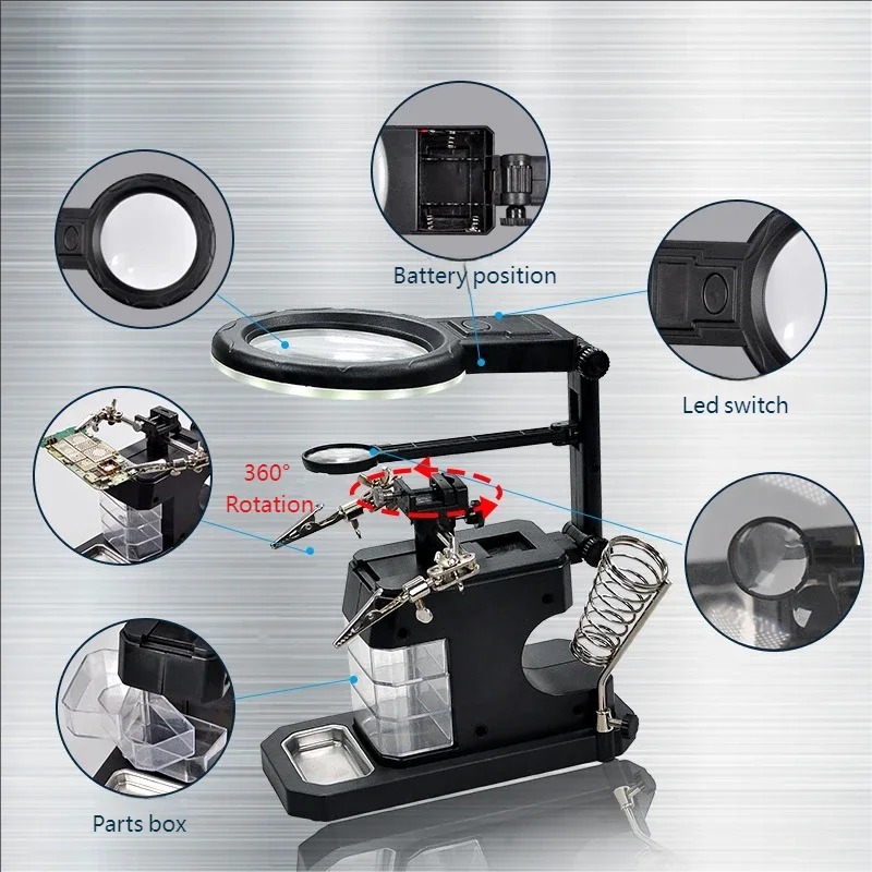 TE-803 LED Desktop Magnifier PCB Circuit Board Auxiliary Fixture