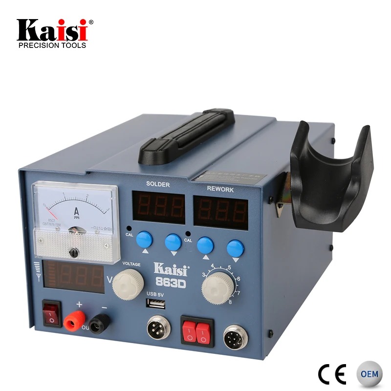 Kaisi K-863D Soldering Station Hot Air Gun 3A Power Supply
