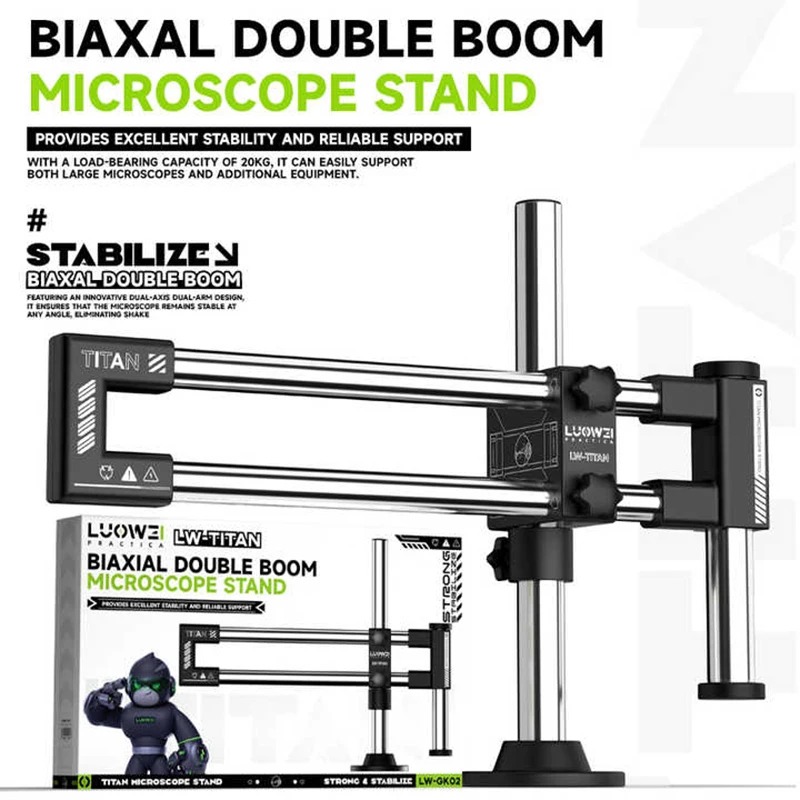LUOWEI LW-GK02 Biaxal Double Boom Microscope Stand 360°