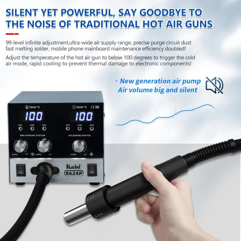 Kaisi 8624P 800W Hot Air Gun + Soldering Iron C210