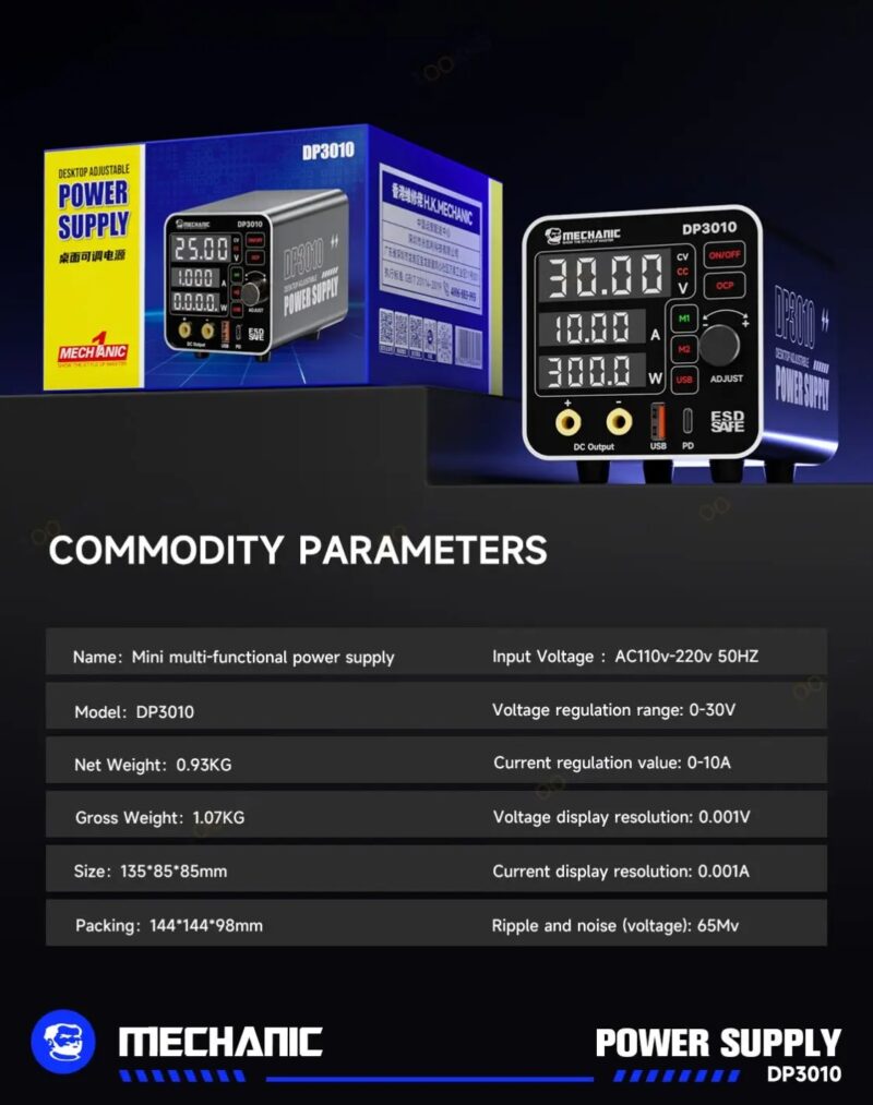 Mechanic DP3010 30V / 10A High Power Wide Voltage Mini Multi-functional Power Supply