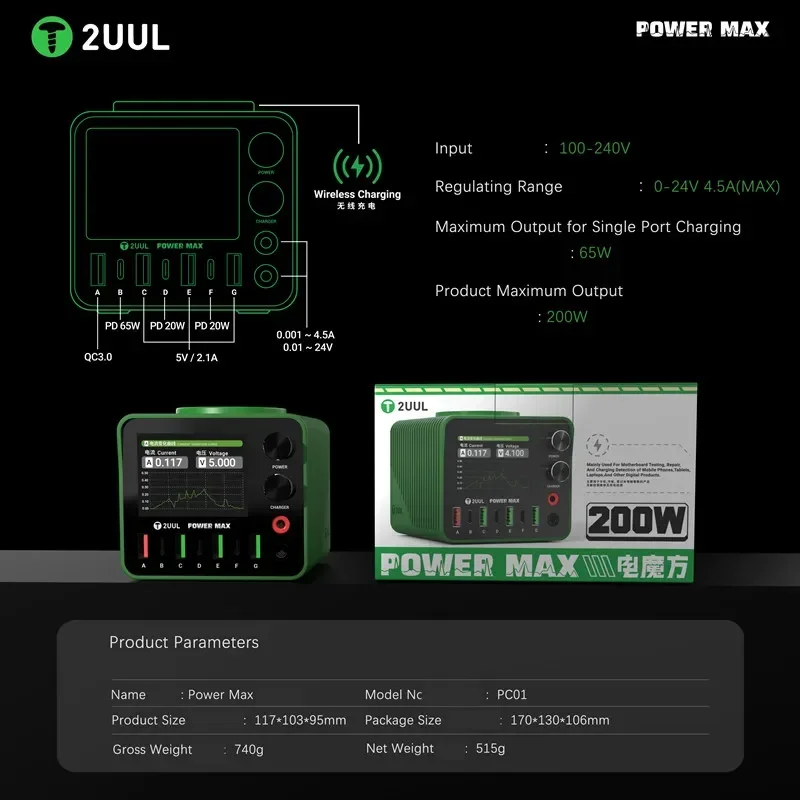 2UUL PC01 Power Max 200W Multi-Port Charger