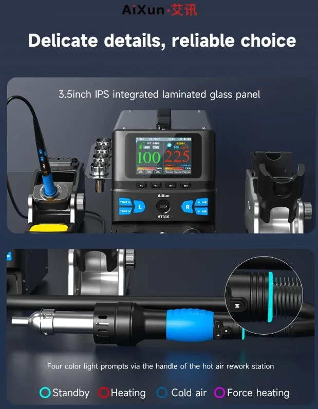 AIXUN HT316 2in1 Soldering Station Is 1400W Hot Air Rework Station